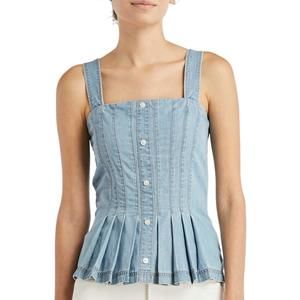 NEW VERONICA BEARD laura denim top in cold water